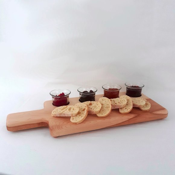 Butter/Charcuterie/Serving Board Handcrafted wi 4 Glass Serving Cups and Spoons - Picture 5 of 8